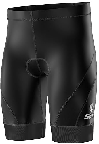 SLS3 Triathlon Shorts Mens – Premium Men’s Pro Tri Shorts with Back Zip Pocket - Light, Quick Dry & Padded for Swim Bike Run (Black Wave, Large)