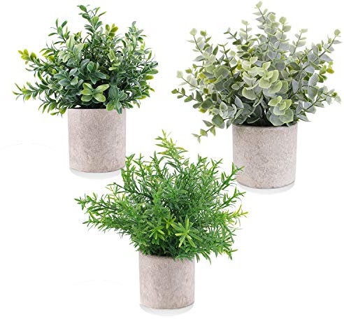 E-Bestar Künstliche Pflanzen im Topf Künstliche Pflanzen Gras im Topf Klein für Home Schreibtisch Küche Badezimmer Garden Deko(3 Pack)