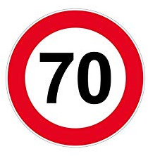 Autocollant Sticker signalisation Plaque Porte Panneau limitation Vitesse 70