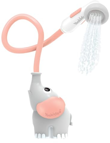 Yookidoo Baby Bath Shower Head - Elephant Bath Toy and Trunk Spout Rinser - for Newborn Babies in Tub Or Sink (Pink)