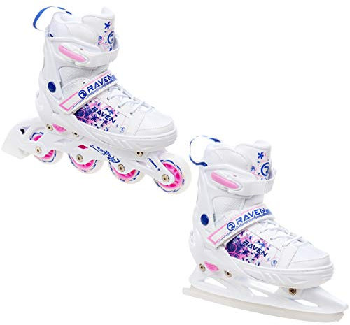 Raven - Roller en Ligne Meia du 35 au 39 AdulteBlanc/Bleu/Rose Mixte Taille Ajustable Raven Adulte Enfant Mixte modifiable