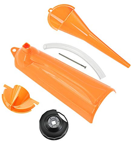 HDBUBALUS Motorrad-Ölfilterschlüssel Ablasstrichter Primär-Kurbelgehäuse Ölfüllwechsel-Trichter-Set tropffrei passend für Harley Sportster XL883 Breakout FXSB Touring Softail Dyna 4 Stück Orange