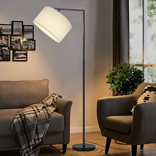 ZMH Stehlampe Modern Wohnzimmer Stehleuchte: bogenlampe Leselampe Schlafzimmer E27 Fassung Max. 40W Standleuchte Fußschalter Stoffschirm Design 166cm für Büro Sofa Hotel - Ohne Leuchtmittel