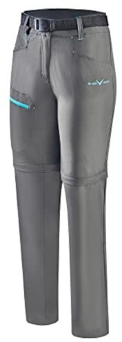 Black Crevice Pantaloni da Trekking da Donna con Zip off Leg Escursionismo, Antracite/Turchese, 46
