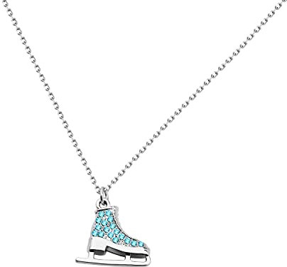 ENSIANTH Skater-Halskette, Schlittschuh-Halskette, weiß emailliert, Eiskunstlauf-Anhänger, Teamsport, Skater, Schmuck, Skate-Liebhaber, Geschenk, Edelstahl