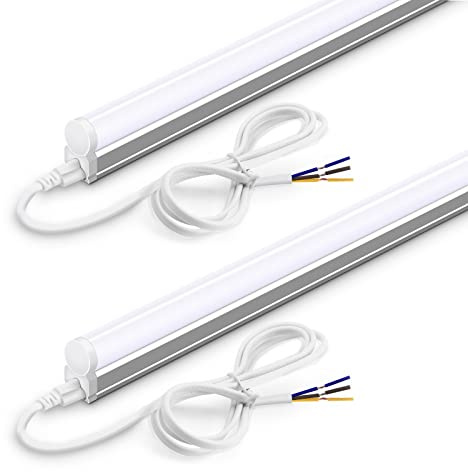 Barrina Led Batten Light 2ft 60cm, T5 Led Tube Lights, 1100lm 10W 6500K Super Bright White LED Garage Workshop Lighting, Wall and Ceiling Batten Lights 2 Packs