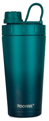 TOOFEEL Botella agitadora de proteínas de 20 onzas – Vaso mezclador al vacío de doble pared para batidos de proteínas, mantiene frío/caliente, botella de agua de acero inoxidable de metal, botella