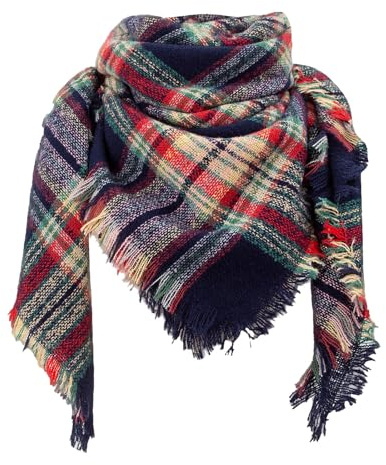 Thin Scarf Children's Hat Scarf Set Checked New Thorn Square Scarf for Women Checked Triangle Scarf for Women Children Scarf Boys Alpaca Scarf, navy, A