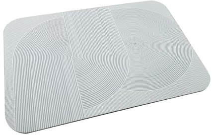 Tapis Super Absorbent HYDROWONDER - VENTEO - Tapis de Bain antidérapant pour la Douche - Forte Absorption d'eau - Design et Confortable - Séchage Rapide - 60 x 40 cm - Blanc et Gris