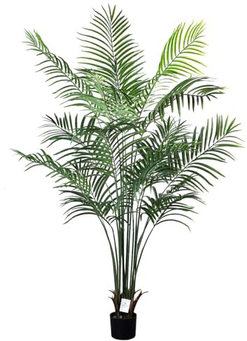 Leflos Artificial Palm Tree Indoor, 180CM Large Faux Dypsis Lutescens Plant With 18 Detachable Trunks, Tall Tropical Fake Palm Tree Silk Areca Palm Plant In Pot, Nice Home & Housewarming Decor