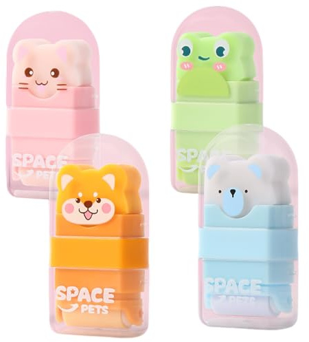 4 Piezas Gomas de Borrar Lindos Borrador de Animales Borradores Borrador Suave para Niños Estudiantes, Kawaii Borradores de Lápiz Borradores de Goma para Escribir Dibujo Oficina
