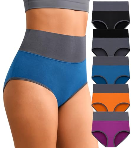 Eiggam Postpartum Underwear for Women Tummy Control High Waisted Womens Underwear Soft Breathable Pregnancy Panties Cotton Stretch Briefs(XL)