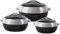 SK COOKWARE - 3PC Hot Pot Food Warmer Container Hot Food Insulated Food Container Serving Dishes with Lids - 1-1.5-2.5L (Black-Silver)