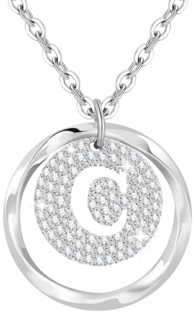 Tusuzik Regalo Per San Valentino — Collana Personalizzata Con Iniziali A-Z In Argento Sterling 925, Un Gioiello Regolabile Per Tua Moglie, Fidanzata O Mamma.