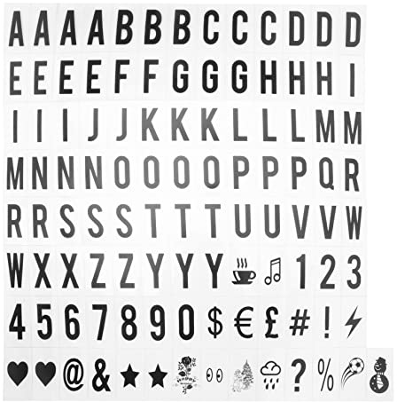 Reinscer 104 cajas de luz de repuesto con letras y matrículas, color negro, 65,4 x 35 mm, para buzón luminoso A4, con logotipo (sin caja de luz LED), color negro