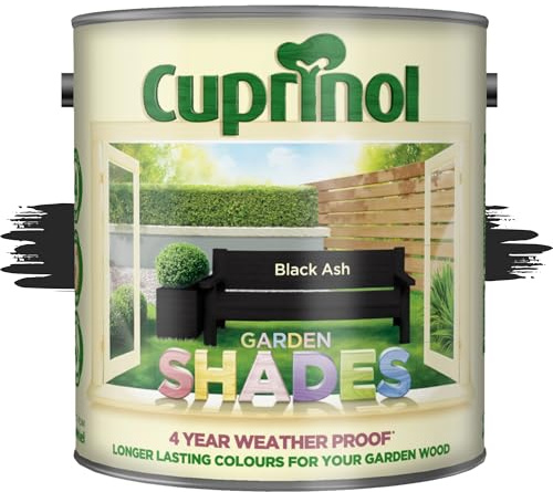 AOC24 Garden Fence Shade Paint - Exterior Wood Paint for Sheds, Fences - Water-Based, Quick Drying 1 Hour - Use on Wood, Terracotta, Stone, Brick - Outdoor Garden (Black Ash, 2.5 Liters)
