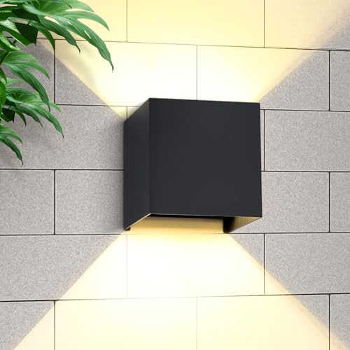 CANMEIJIA Aplique pared Exterior 9W 3000K G9 IP65 Lampara de pared Interior Exterior Luz Cálida Ángulo ajustable Lámpara Pared Blanco para Porche Salón Dormitorio