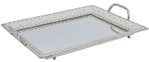 Plateau de Service Miroir 42cm Argent
