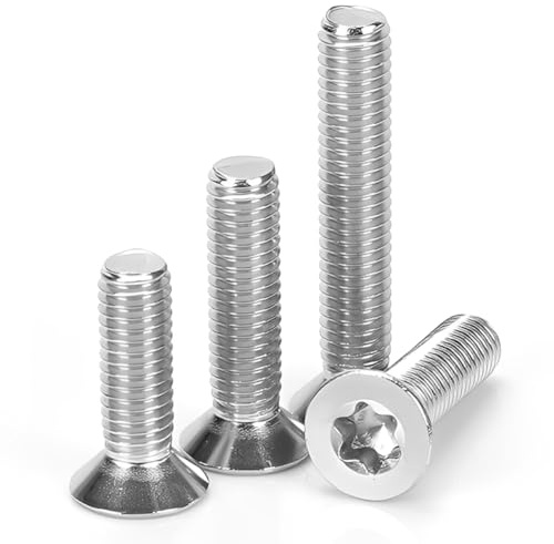 MIETONG M8 Tornillos de Cabeza Avellanada Torx - Plateados Tornillo Mecánico de Cabeza Plana Acero Inoxidable V2A A2 para Maquinaria y Proyectos de Bricolaje, M8 x 50mm, 5 Piezas