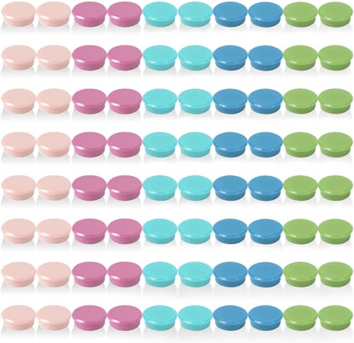 QOJOPU Fridge Magnet - 80Pcs Strong Magnets, Heavy Duty Refrigerator Magnets, Cute Mini Round Magnets for Whiteboard, Locker, Kitchen, Classroom – Small Decorative Button Magnet, 5 Colors for Adults