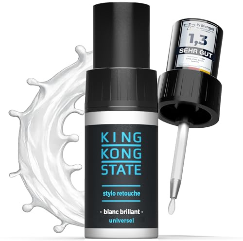 King Kong State penna ritocco vernice – bianco lucido – vernice monostrato per la riparazione di graffi e scheggiature sulla carrozzeria (lucido)