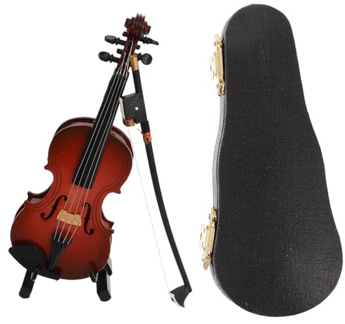 FUNNETOYU Miniatura Violino in Legno con Archetto e Custodia Decorazione Portatile per Scrivanie e Ambienti Domestici Modellino Strumento Musicale Artigianale per Insegnanti e Appassionati