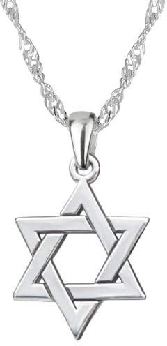 925 Sterling Silver Jewish Star of David Necklace with Silver Chain 18 Inch- Interlocking Estrella de David Pendant - Handmade Jewelry for Men Women - Religious Judaica Amulet