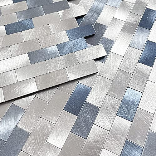 BeNice Stick on Tiles Kitchen Wall Tiles Self Adhesive Splashback Backsplash Mosaic Stickers Metal Panels(10 Sheets,Blue)