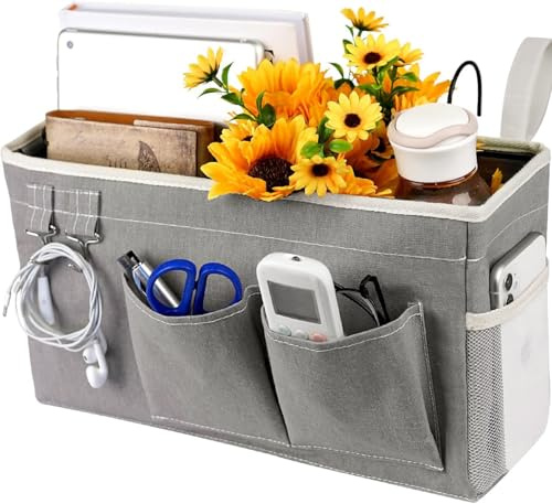 Bedside Caddy, Bedside Storage Bag Hanging Organizer for Bunk Dorm Bed Rail