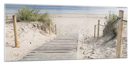 Vidrios decorativos 100x40cm Cuadro Sobre Vidrio Moderno Playa Duna Entrada Grande Dormitorio Cocina Cuadros Pared Impresiones Decoracion Salon Impresión en Cristal Wall Art Prints GAB100x40-4188