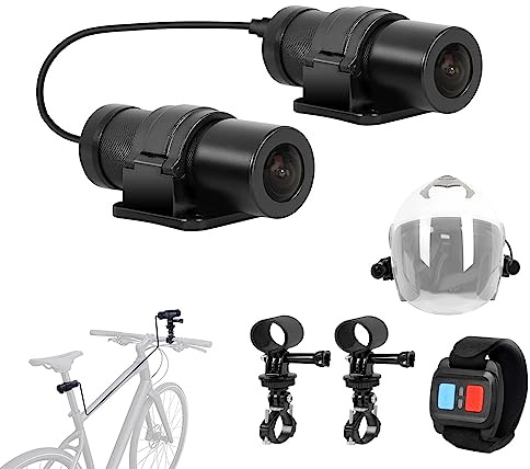 VSYSTO HD 1080P Motorrad Fahrrad Helm Kameras, Outdoor Portable WiFi Front und Rear Kamera Nachtsicht wasserdichte Action Cam DVR, Loop Recording, G-Sensor (Black-D5M)