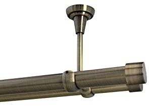 Sento 25/19mm Gardinenstange Vorhangstange 2-läufig Deckenmontage Messing Antik 200 cm ALBANA