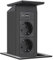 EVOline 159311010800 Edelstahl Port Push schwarz Charger Wippdeckel, 2X Schuko, USB-A, USB-C