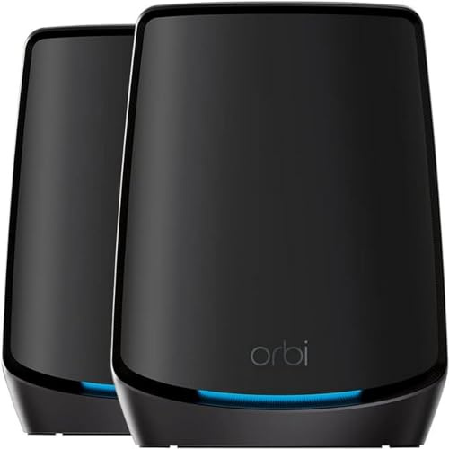 Netgear Orbi RBK862SB Sistema Mesh WiFi 6 Tribanda | Router con 1 Extensor Satélite | Cobertura de Hasta 360 m²| 100 dispositivos | 10 Gig Puerto de Internet |AX6000 (6Gbps)