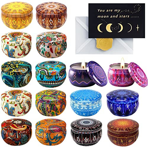 YUTUY Duftkerzen Geschenkset,16 Stück Aromatherapie Kerzen Set,mit Grußkarte Sojawachs Aromatherapie Kerzen für Muttertag,Weihnachten,Geburtstag,Valentinstag,Bad,Yoga