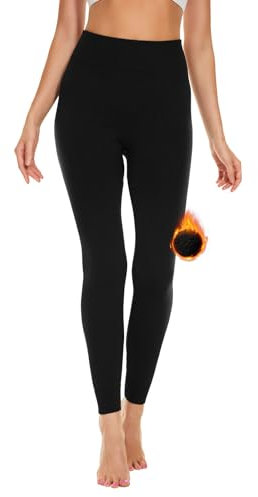 SIMIYA Thermo Leggings Damen GefüTtert - High Waist Thermohose Damen Bequeme Winter Thermoleggins Weich und Atmungsaktiv Lange Unterhose für Damen(Schwarz,L-XL)