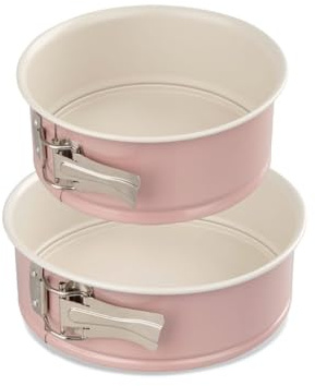 Dr. Oetker 9924650 Springform, zweifarbig, Springform, Retro-Kuchenform, Keramikbeschichtung, runde Form, Edelstahl, Keramik, Rosa, 18 und 20 cm