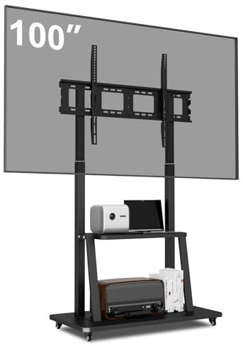 Duiliuu Tv Ständer Rollbar,Fernsehständer mit Rollen, Bodenständer TV Wagen für 42-100 Zoll TV, Höhenverstellbar TV Ständer,Mobiler Tv-Standfüße, Max Vesa 900x600,Max 180 lbs