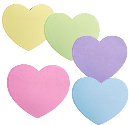 Okaywork Notes Super Sticky, Postit, pour Post it Coeur, 600 Feuilles Forme de Coeur Auto-Adhésif Couleur Notes Adhésives, pour Prise de Notes, Listes de Tâches et Rappels (5 Couleurs, 50 x 43 mm)