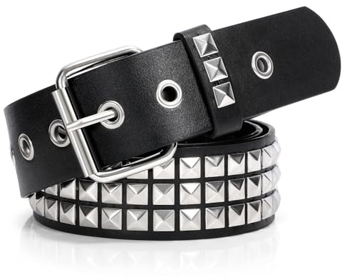 VONMELLI Cinturón Tachonado Metal Punk Rock Cinturones con Remaches para Mujeres/Hombres Cinturón de Cuero Punk Cinturón Gótico Accesorios para Pantalones Jeans