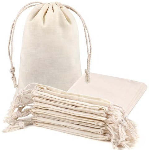 ihaspoko 15 bolsas de algodón – 15 x 20 cm bolsas de tela con cordón
