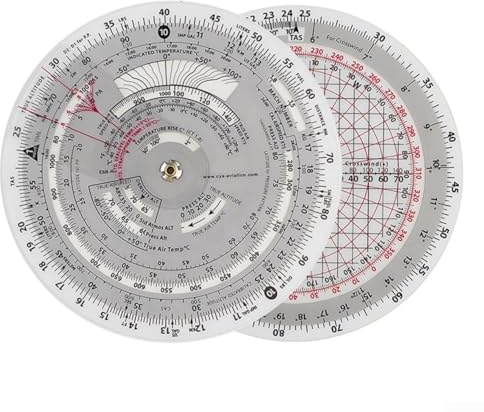 Hasaller E6B-R Règle coulissante pour traceur d'aviation 10,2 cm en plastique étanche pour pilotes, entraînement au vol, calcul de la vitesse, distance, temps, consommation de carburant et altitude