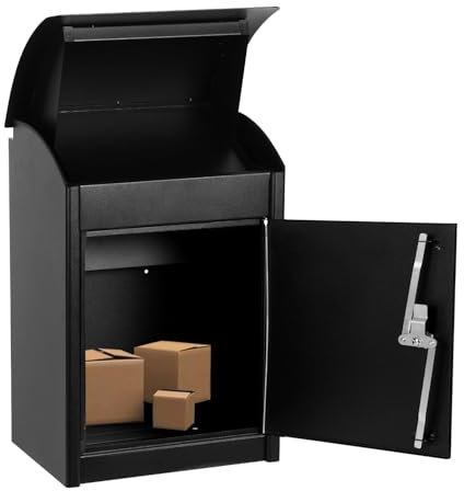 ohfruit Package Delivery Boxes for Outside No Keys Extra Large Mailbox for Parcel Wall Mounted Lockable Delivery Box Parcel Drop Box with Anti-Theft Baffle for Porch, Curbside Black