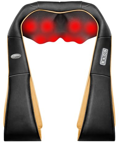 cotsoco Neck and Shoulder Massager with Heat, Shiatsu Back Massager Pillow, Electric 3D Deep Tissue Kneading Massage Cushion for Pain Relief, Home Car Office, Relaxation Gifts for Men Mum Dad（Orange）