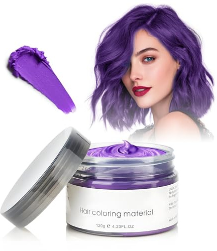 Temporäre Haarfarbe, 4,23 Unzen Haarfarbe Wachs für Männer Frauen, Washable Natürliche Haarfarbes Pomade, Instant Haartönung Dye Haar Wachs für Party, Cosplay, Halloween, für Erwachsene (Violett)