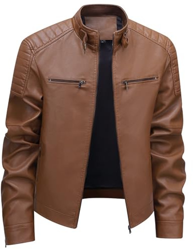 Giacca in Pelle Uomo, Giacca in Pelle Sintetica da Uomo Giubbotto in Similpelle Casual Stile Biker Casual Tinata Unita Jacket Giacca Moto Pelle Giacca Baseball Giacca Uomo Elegante