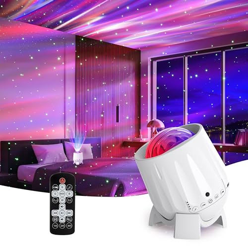 Twelvetooo Northern Lights Projector, Rechargeable Battery Star Night Light with Bluetooth Speaker, White Noise Sleep Aid & Timer, Bedroom Galaxy Projector Decor, Gift for Kids, Adults