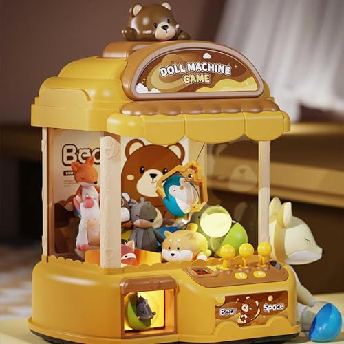 UUE Greifautomat, Süßigkeitenautomat, Candy Grabber für Kinder, Doll Gachapon mit 10 Puppen und 20 Kapseln, Claw Machine mit Münzschiebe und Greifarm, Partyspiele mit sanftem Licht, 2 Lademethoden