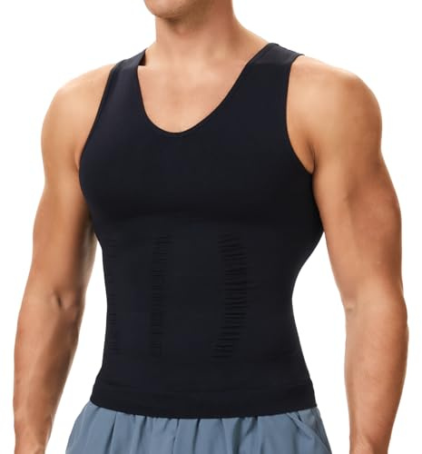 SLIMBELLE Body Shaper, män, v-ringad, elastiska formkläder för män, snäva kompressionströja, midjeformare, figurformande magkontroll, undertröja för män