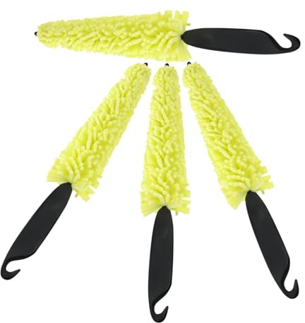 Cabilock 4 Piezas Cepillo de Limpieza de Ruedas Mango Ergonómico para Detalle de Neumáticos y Llantas Herramientas de Limpieza de Automóviles para Accesos Difíciles